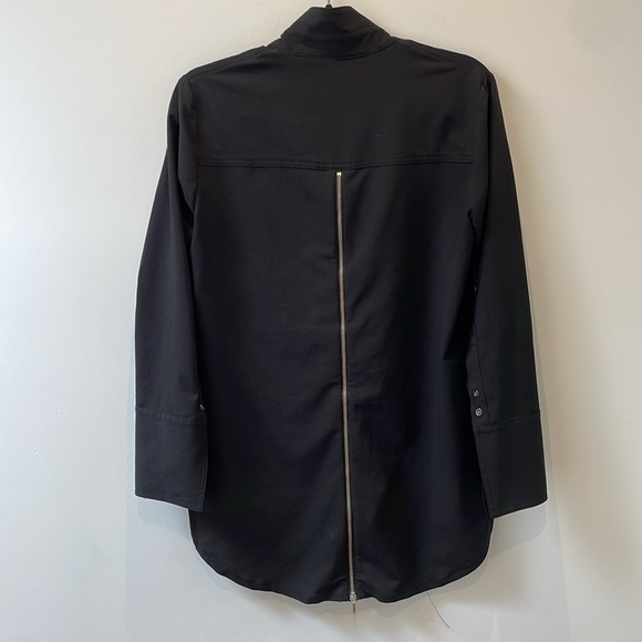 Periphery BLACK zip back blouse Tuxedo Collar Zipper at the back longsleeve Sz 4 - Picture 2 of 10